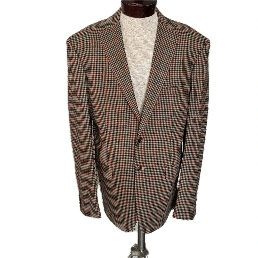 Holland & Sherry Royal Classic Houndstooth Wool‎ Blazer Premium Tom James 46L